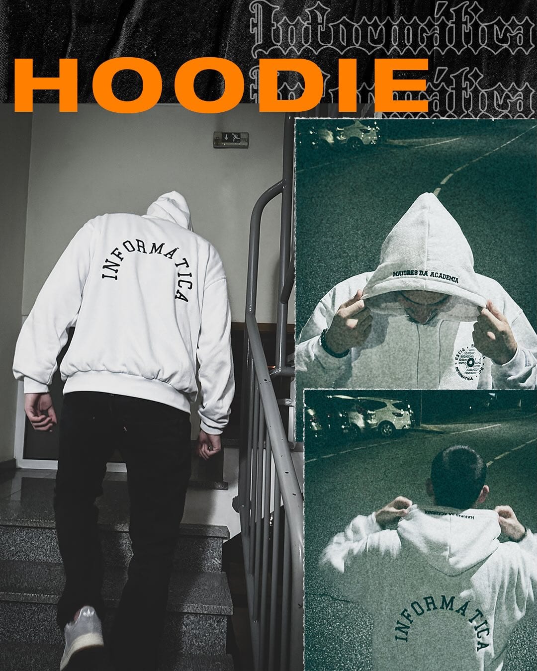 Merch carousel: white hoodie